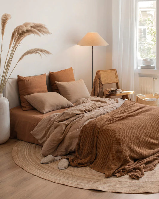 Latte Linen Duvet Cover – Stonewashed Flax Bedding – Queen King Comforter – OEKO TEX Certified Midweight Natural Linen Bed Set